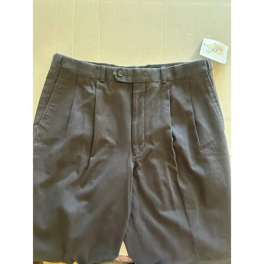 Vtg NOS Norm Thompson Navy Pleated Cotton Pants Adjustable Waist Mens Sz‎ 38x32